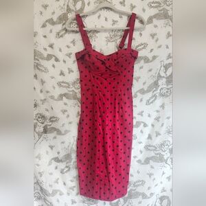 Red & Black Polka-dot DEADLY DAMES Sleeveless Wiggle Dress - S